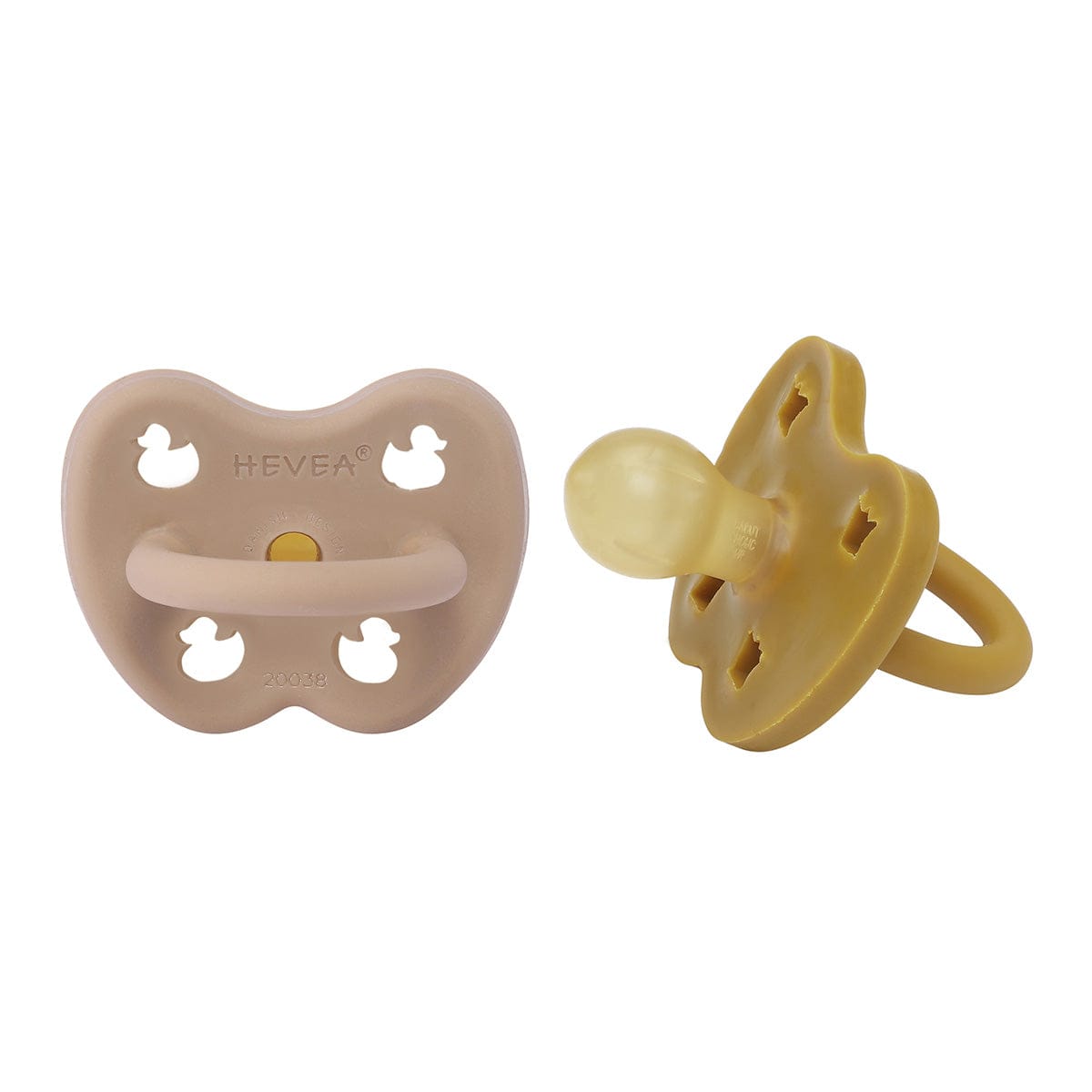 Golden Honey & Tan Beige Round Pacifier 2 Pack (3-36 Months) Hevea Hevea Lil Tulips