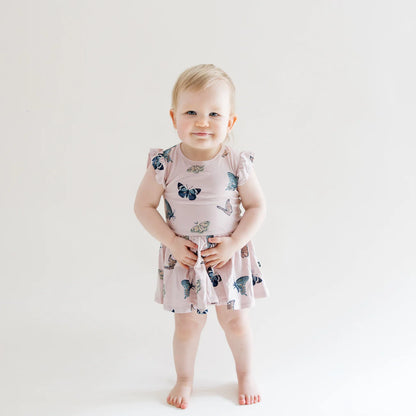 Twirl Bodysuit Dress in Blush Butterfly