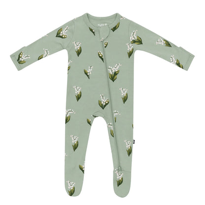 Zippered Footie in Thyme Lily