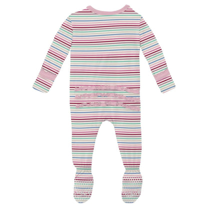 Make Believe Stripe Ruffle Footie Zipper KicKee Pants Baby & Toddler Clothing Lil Tulips