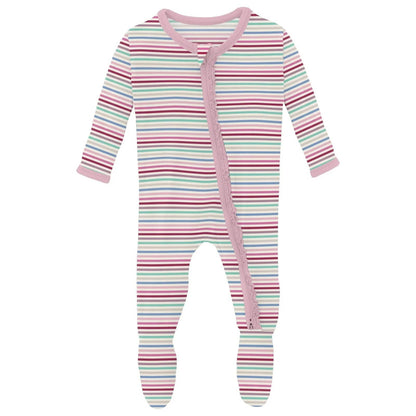 Make Believe Stripe Ruffle Footie Zipper KicKee Pants Baby & Toddler Clothing Lil Tulips