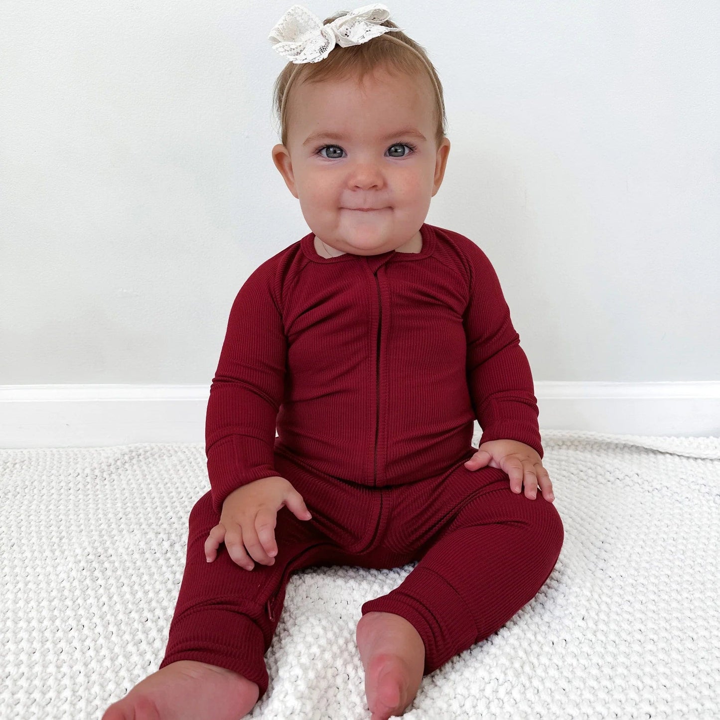 Maroon Small Ribbed Zip Romper Brave Little Ones Lil Tulips