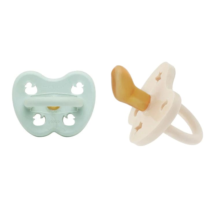 Mellow Mint & Milky White Orthodontic Pacifier 2 Pack (0-3 Months) Hevea Hevea Lil Tulips