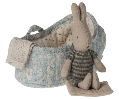 Micro Rabbit in Carry Cot Blue Maileg Lil Tulips