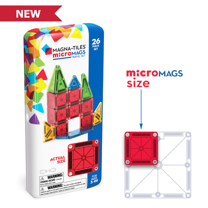 MAGNA-TILES® microMAGS 26 Piece Travel Set: Bold Colors