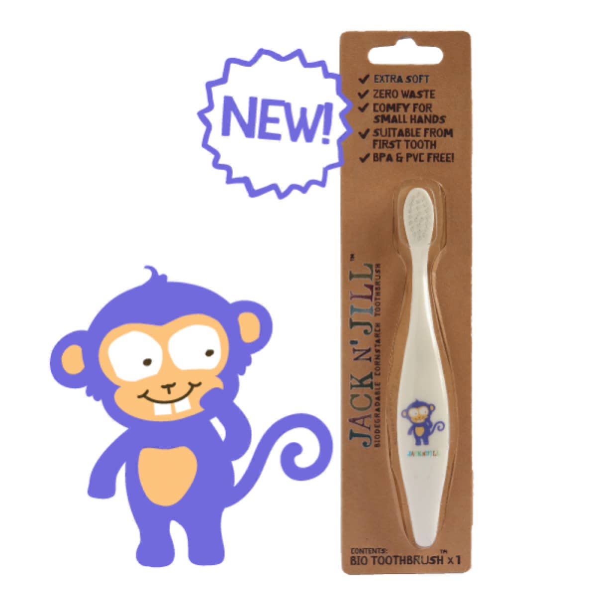 Monkey Jack N Jill Bio Toothbrush Jack n' Jill Lil Tulips