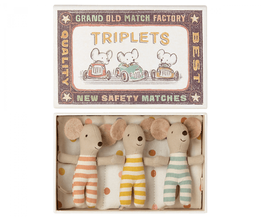 NEW Baby Mice Triplets in Matchbox Maileg Lil Tulips