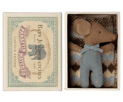 NEW Sleepy/Wakey Baby Mouse in Matchbox - Blue Maileg Lil Tulips