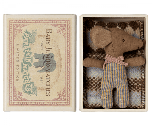 NEW Sleepy/Wakey Baby Mouse in Matchbox - Rose Maileg Lil Tulips