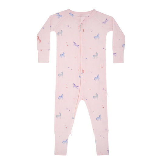 Unicorns Small Ribbed Zip Romper