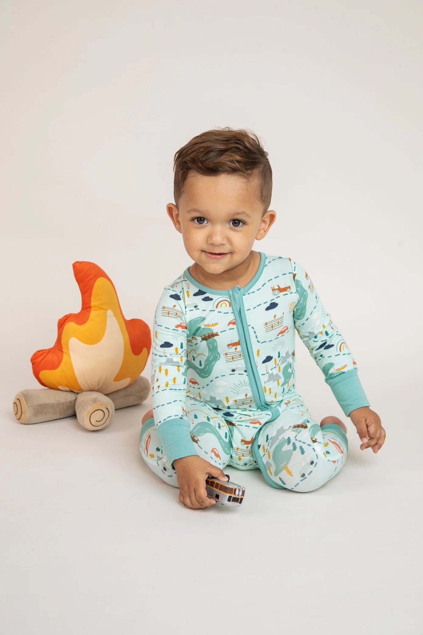 On the Road Again Footless Zip Romper Bird & Bean Baby & Toddler Clothing Lil Tulips