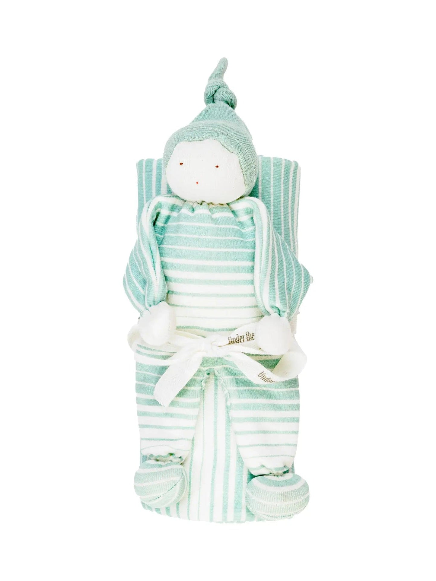 Organic Baby Buddy Swaddle Gift Set - Sea Breeze Stripe Under the Nile Lil Tulips