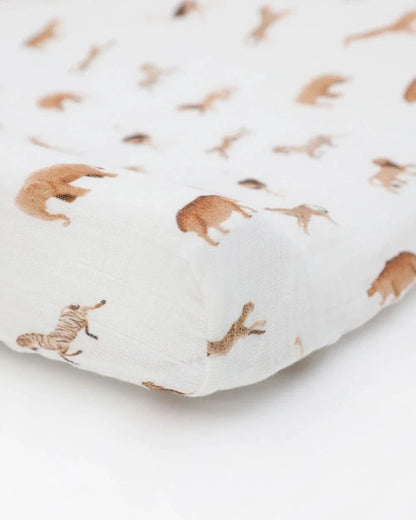 Organic Cotton Muslin Changing Pad Cover - Animal Crackers Little Unicorn Lil Tulips