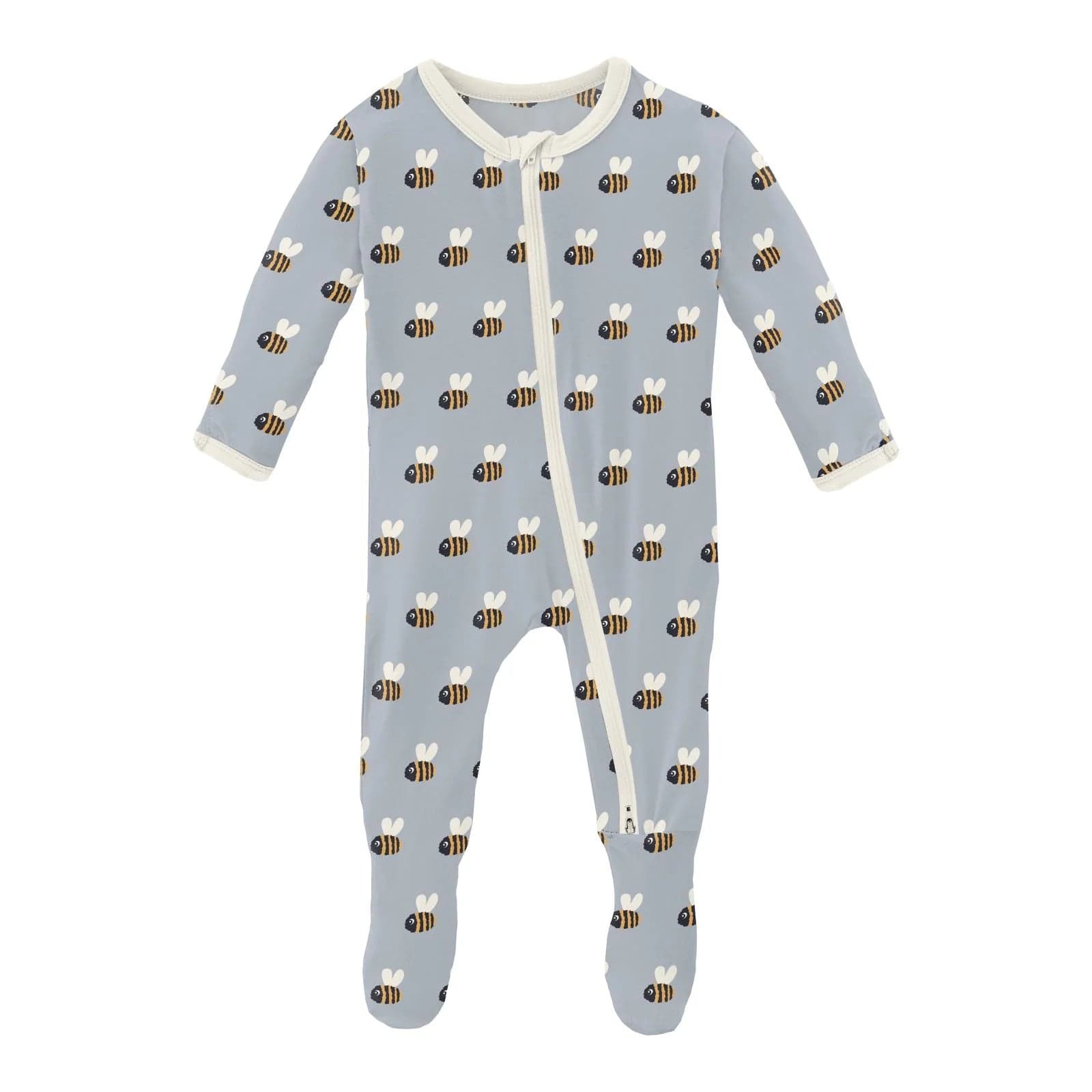 Pearl Blue Baby Bumblebee Footie Zipper KicKee Pants Baby & Toddler Clothing Lil Tulips