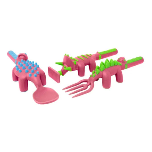 Pink Dino Utensil Constructive Eating Lil Tulips