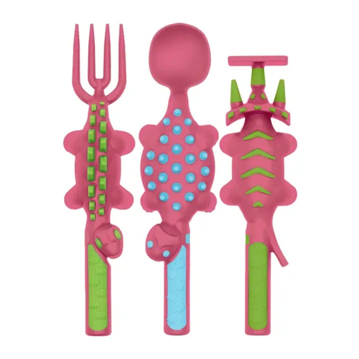 Pink Dino Utensils SET Constructive Eating Lil Tulips