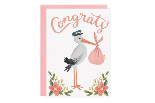 Pink Stork Congrats Baby Cards LoveLight Paper Lil Tulips