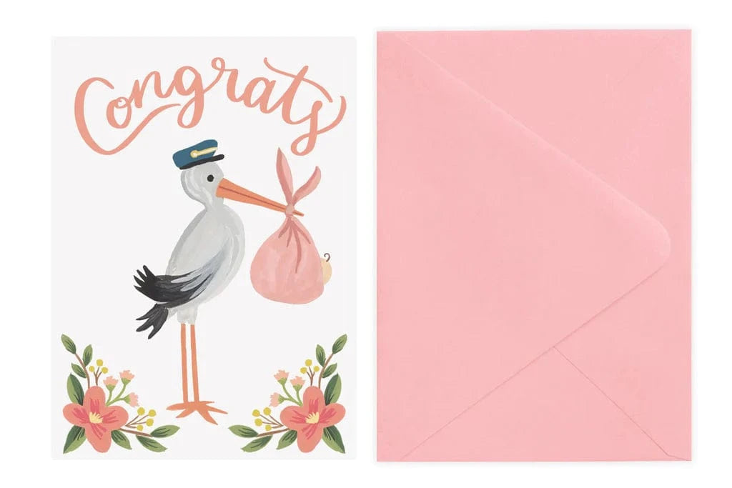 Pink Stork Congrats Baby Cards LoveLight Paper Lil Tulips