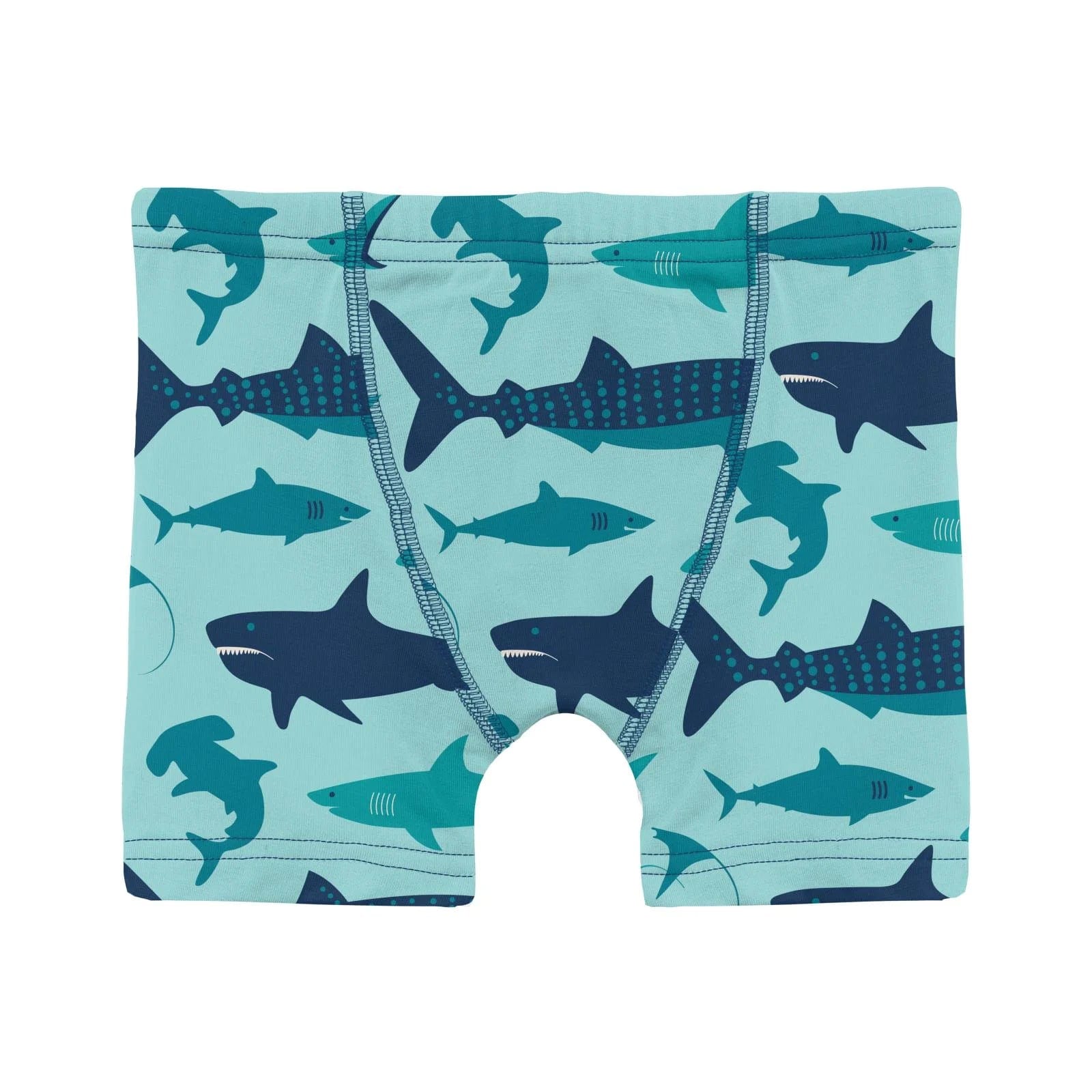 Print Boy's Boxer Brief in Summer Sky Sharks KicKee Pants Lil Tulips