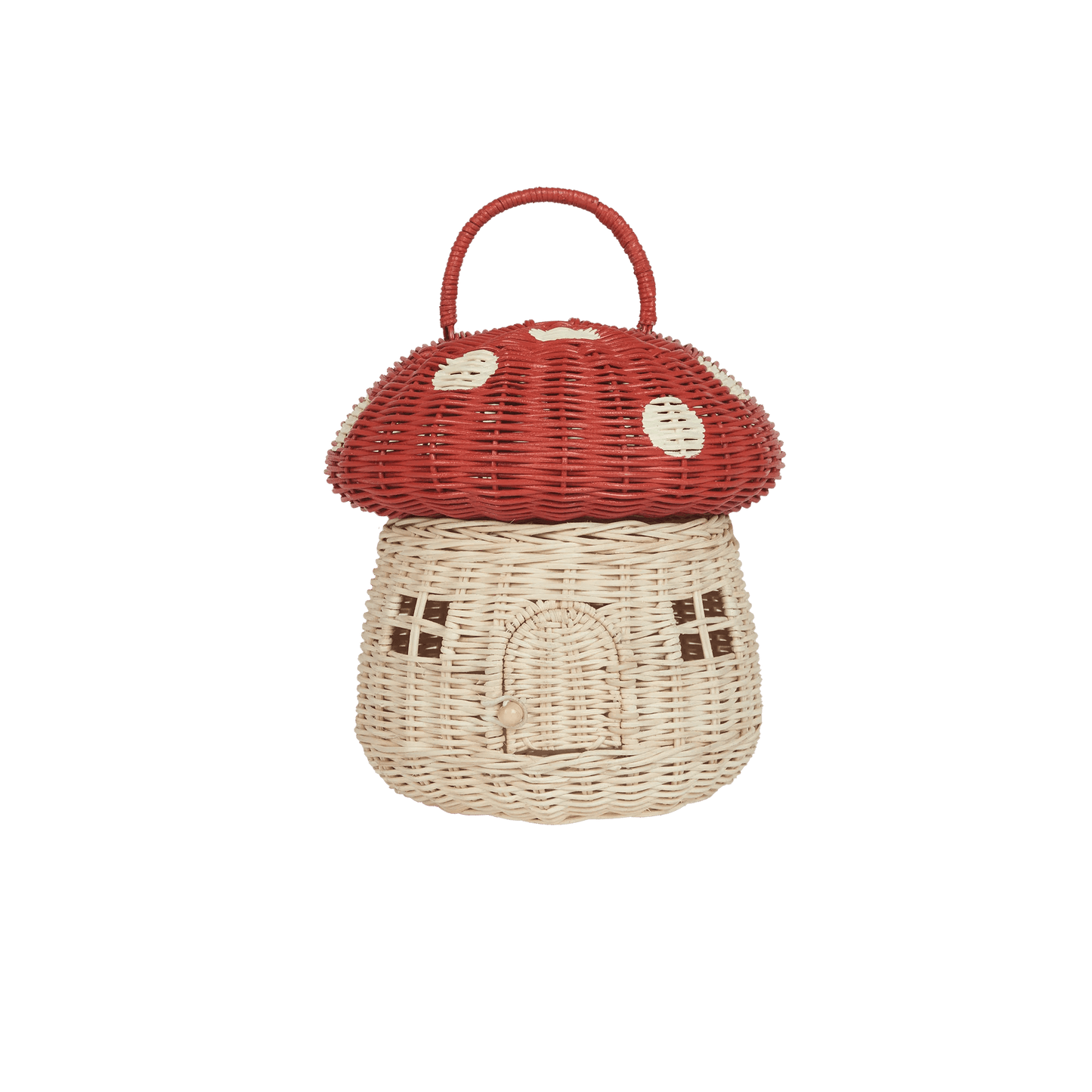 Rattan Mushroom Basket - Red Olli Ella Lil Tulips