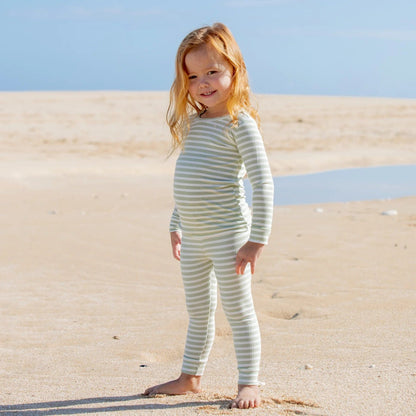 Sage Stripe Ribbed Two-Piece Set Brave Little Ones Lil Tulips