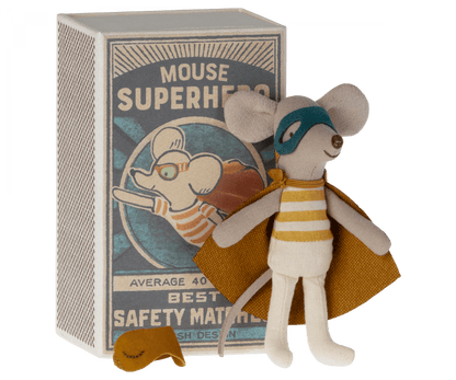 Super Hero Mouse, Little Brother in Matchbox Maileg Lil Tulips