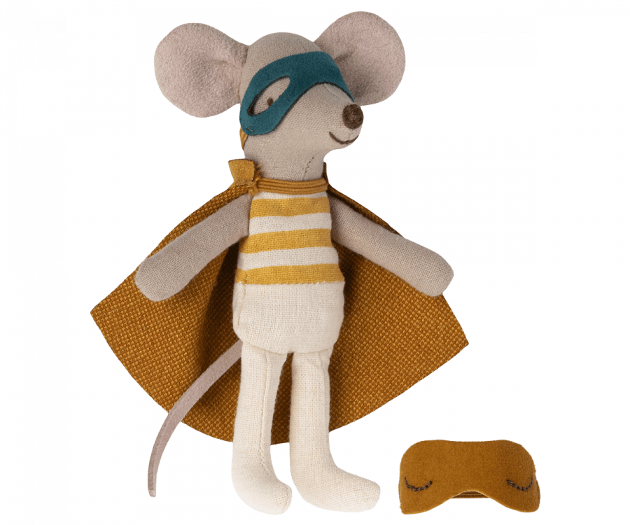 Super Hero Mouse, Little Brother in Matchbox Maileg Lil Tulips