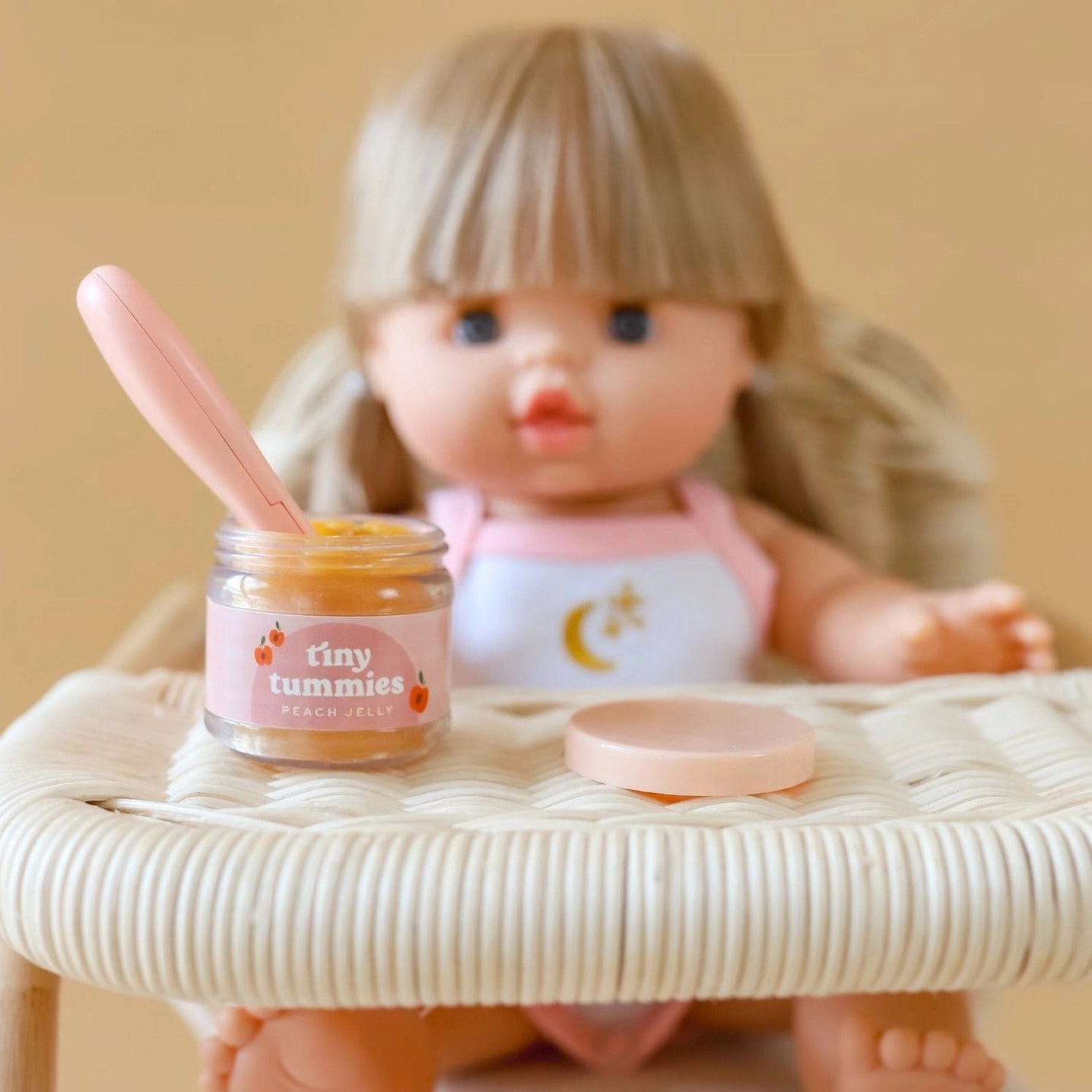 Tiny Tummies Magic Peach Jelly Jar and Spoon Tiny Harlow Lil Tulips