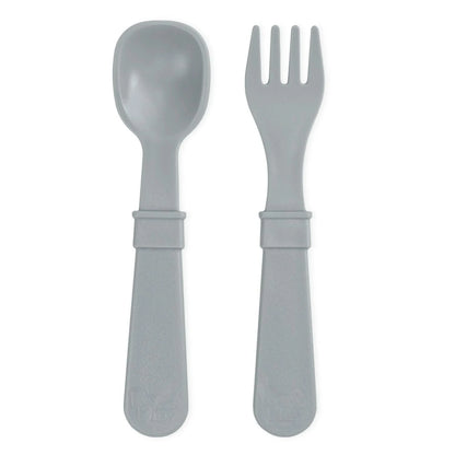 Toddler Utensil Pair Grey RePlay Lil Tulips