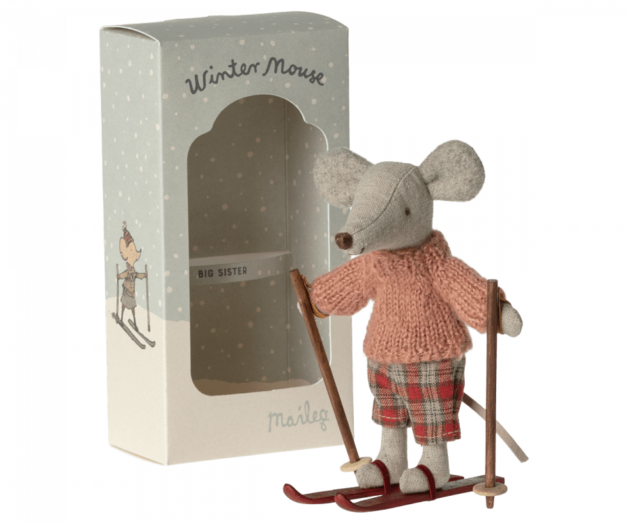 Winter Mouse with Ski Set, Big Sister Maileg Lil Tulips