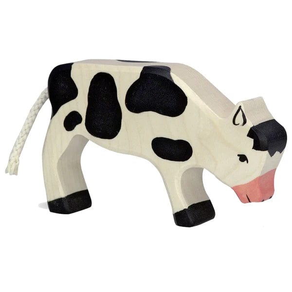 Wooden Calf Grazing Black Holztiger Lil Tulips