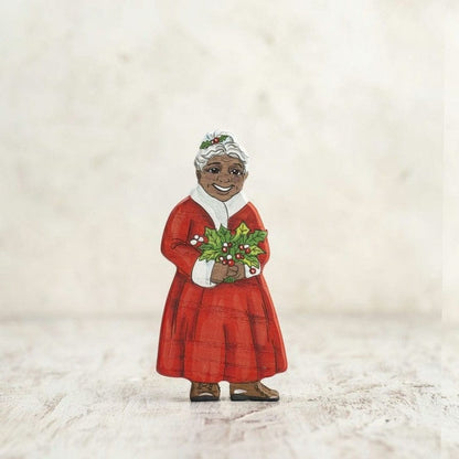 Wooden Mrs. Claus 2 Figurine Wooden Caterpillar Lil Tulips