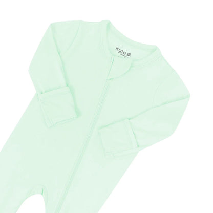 Zippered Footie in Mint Kyte Baby Lil Tulips