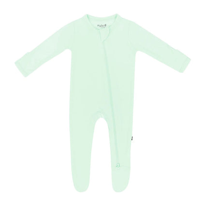 Zippered Footie in Mint Kyte Baby Lil Tulips