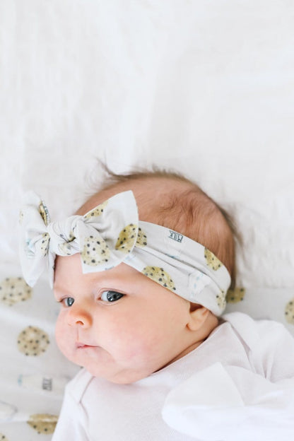 Chip Knit Headband Bow Copper Pearl Lil Tulips