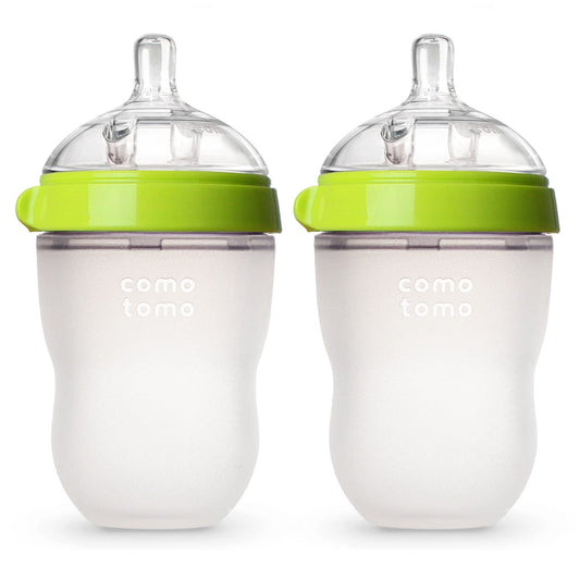 Comotomo Baby Bottle, Double Pack - 8 oz - Green como tomo Lil Tulips