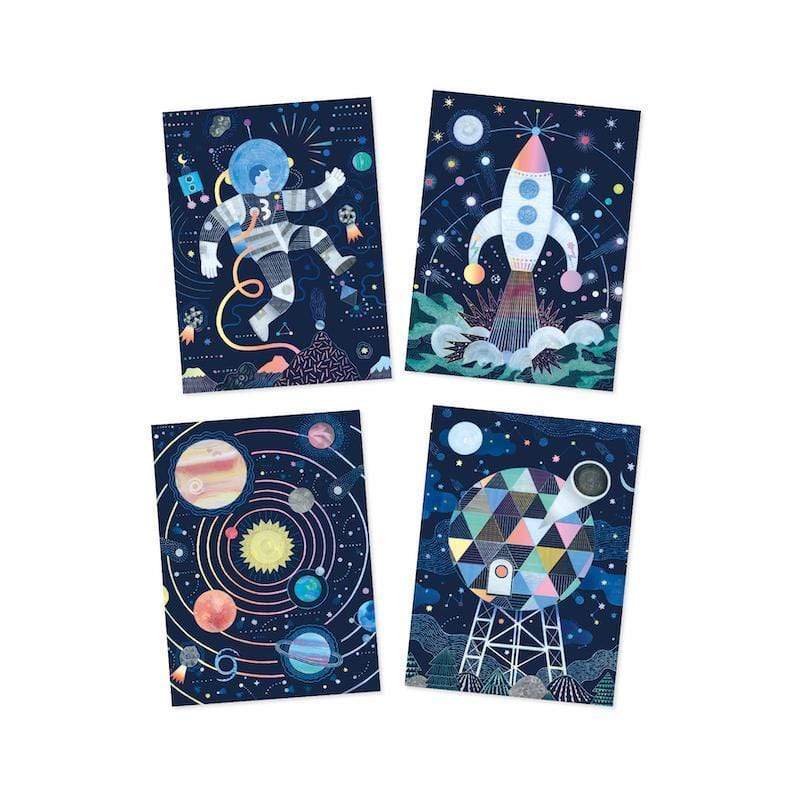 Cosmic Mission Metallic Scratch Card Activity Set Djeco Lil Tulips