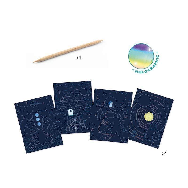 Cosmic Mission Metallic Scratch Card Activity Set Djeco Lil Tulips