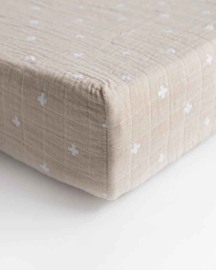 Little unicorn taupe cross best sale crib sheet