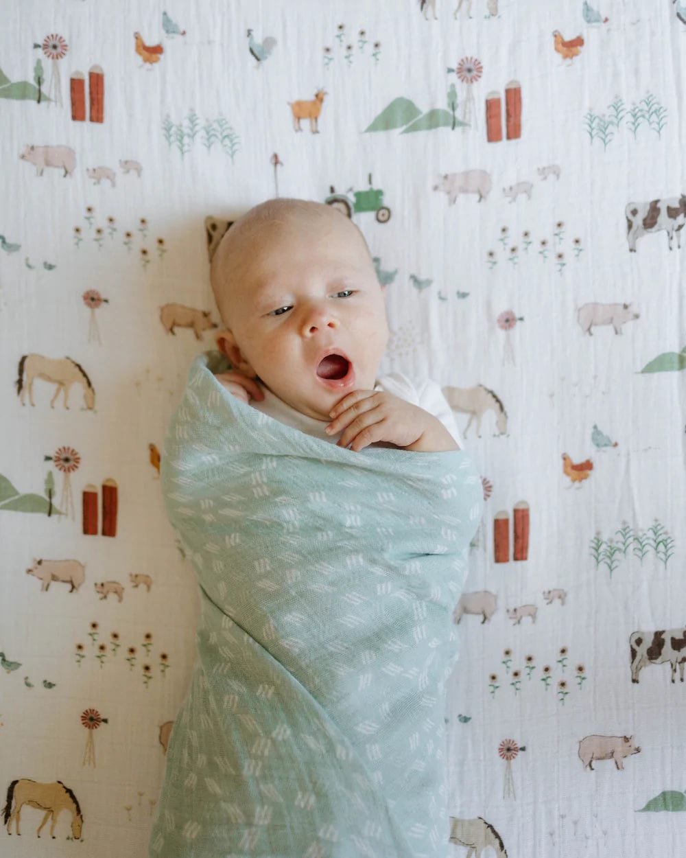 Cotton Muslin Swaddle Blanket - Misty Field | Little Unicorn