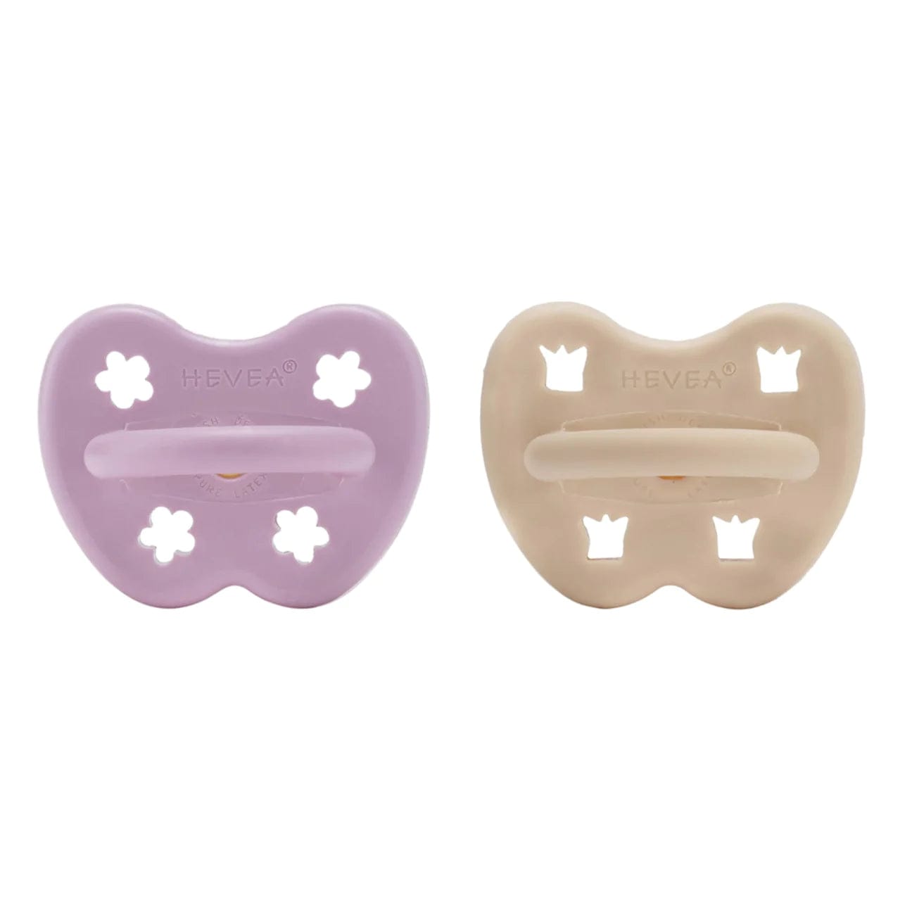 Light Orchid & Sandy Nude Round Pacifier 2 Pack (3-36 Months) Hevea Hevea Lil Tulips