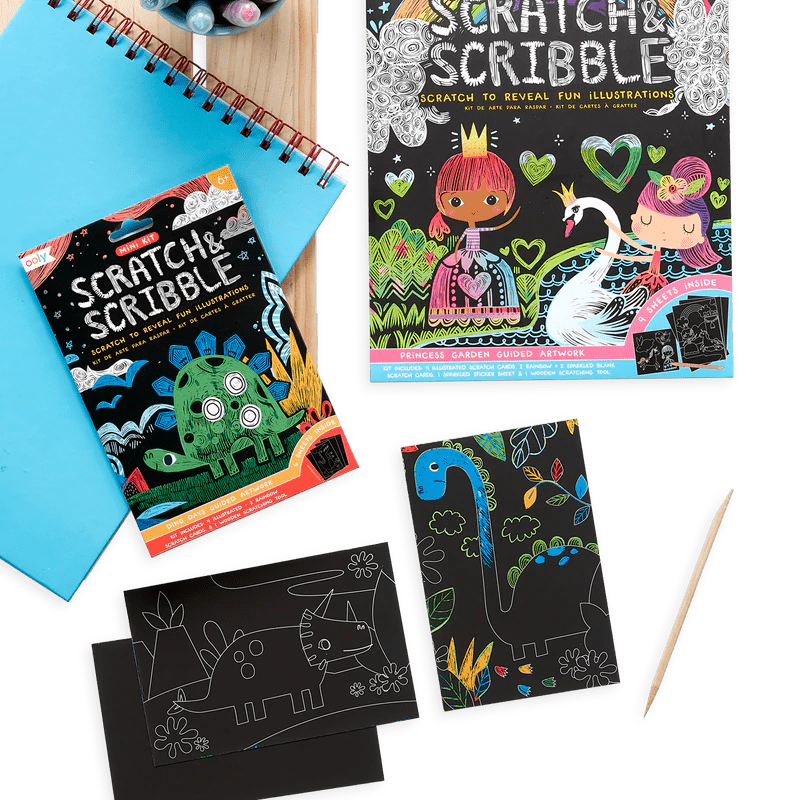 Mini Scratch & Scribble Art Kit: Dino Days OOLY Lil Tulips