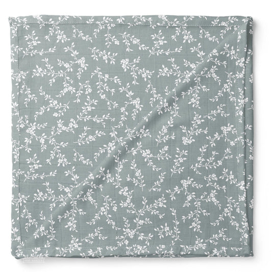 Muslin Swaddle Baby Blanket – Blue Bloom Mini Wander Lil Tulips