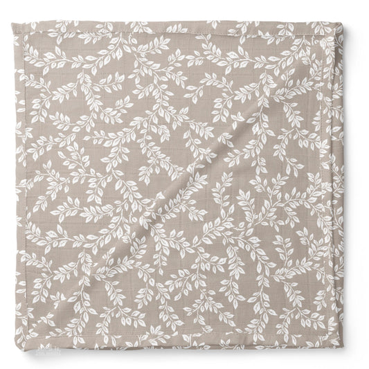 Muslin Swaddle Baby Blanket – Leafy Sprig Gray Mini Wander Lil Tulips