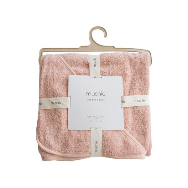 Organic Cotton Baby Hooded Towel (Blush) Mushie Lil Tulips