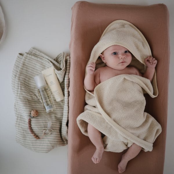 Organic Cotton Baby Hooded Towel (Fog) Mushie Lil Tulips