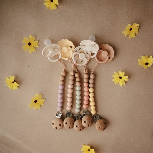 Pacifier Clip | Eva (Mauve) Mushie Lil Tulips