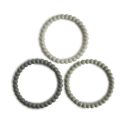 Pearl Teething Bracelet 3-Pack (Green Tea/Cool Gray/Sea Salt) Mushie Lil Tulips