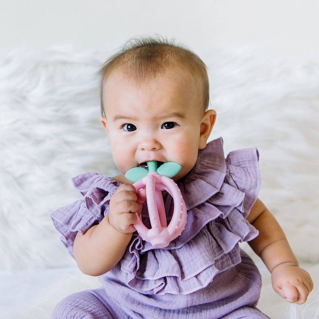 Pink Lemonade Bitzy Biter™ Teething Ball Baby Teether Itzy Ritzy Pacifiers & Teethers Lil Tulips