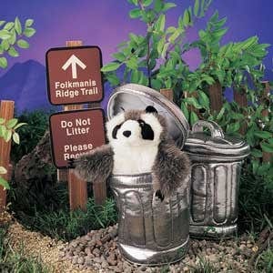 Raccoon in Garbage Can Puppet Folkmanis Puppets Folkmanis Puppets Lil Tulips